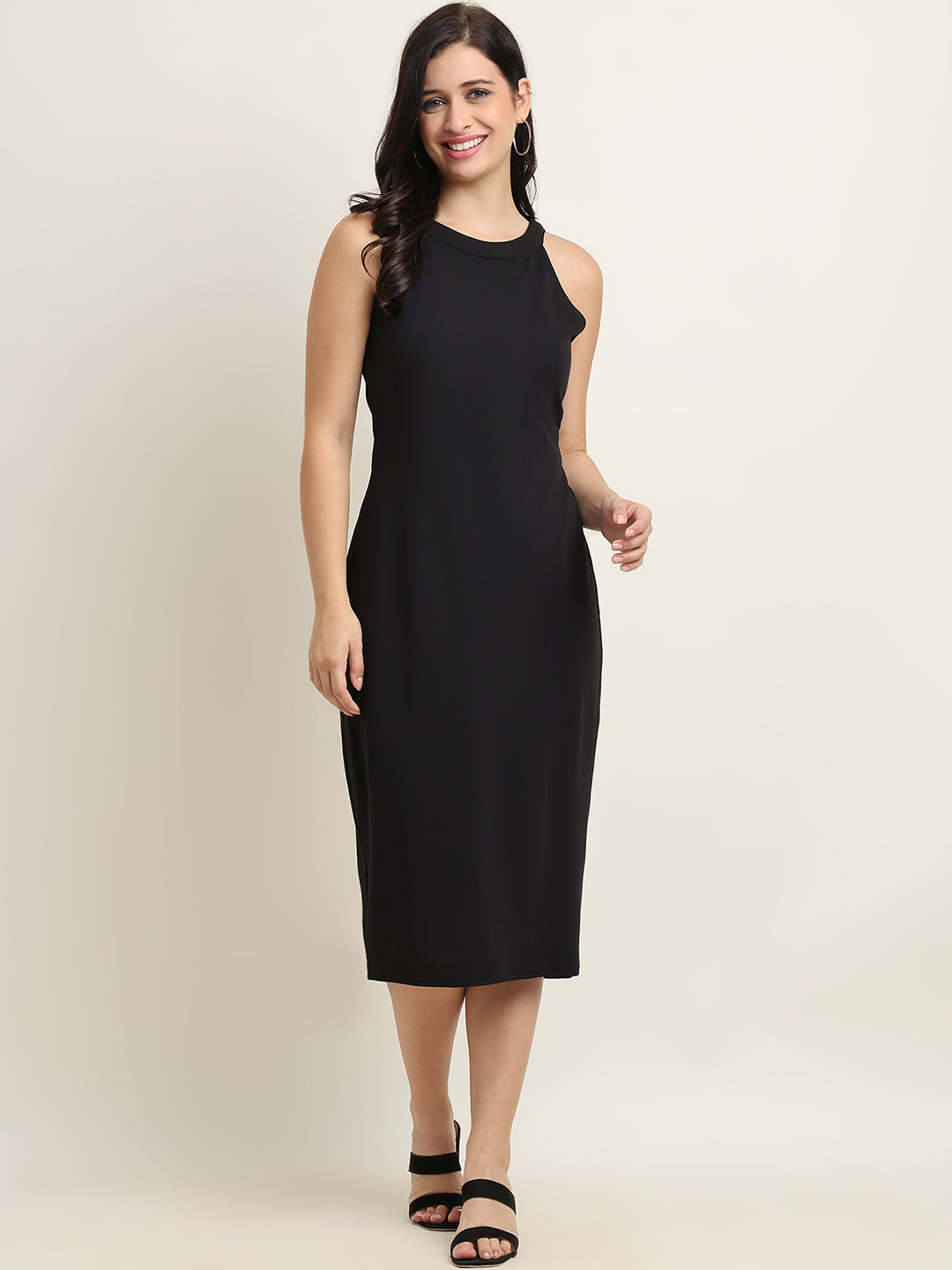 Women’s Black Slip Fit Dress – Velentino Knit Fabric | Beppi-Tippi