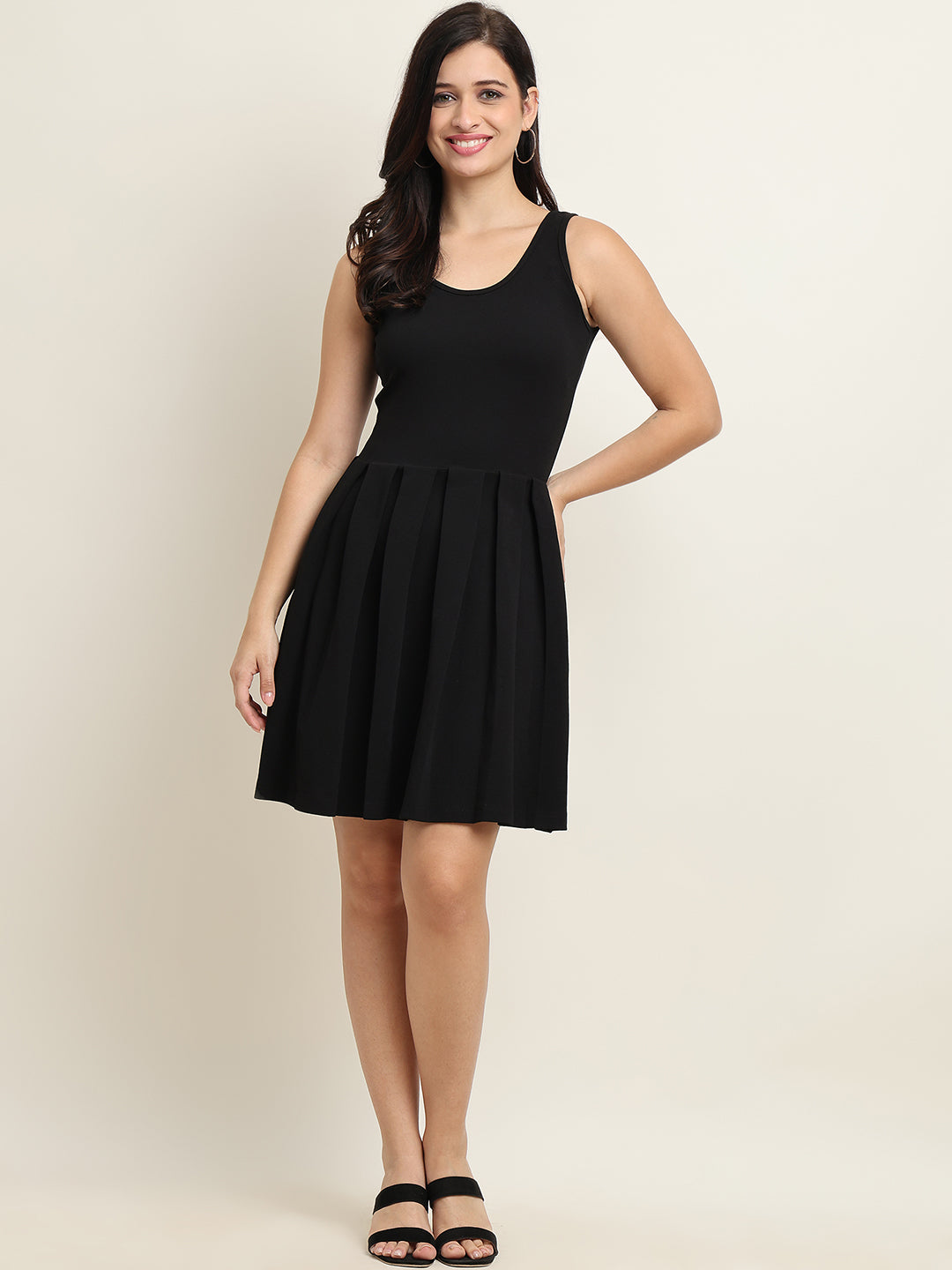Classic Black Sleeveless Fit & Flare Dress