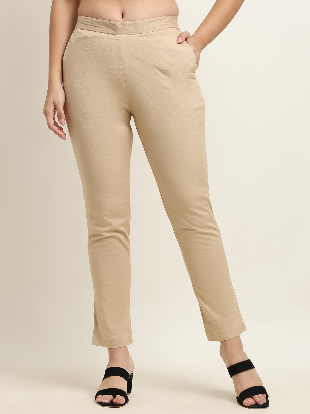 Women’s Beige 100% Cotton Bottom – Starchable, Comfort Fit | Beppi-Tippi