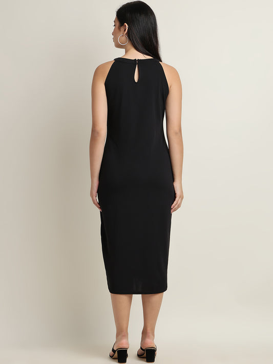 Women’s Black Slip Fit Dress – Velentino Knit Fabric | Beppi-Tippi