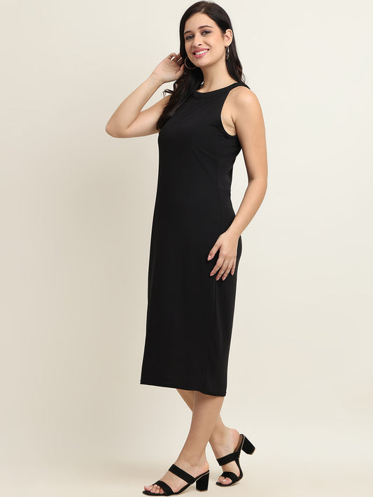 Women’s Black Slip Fit Dress – Velentino Knit Fabric | Beppi-Tippi