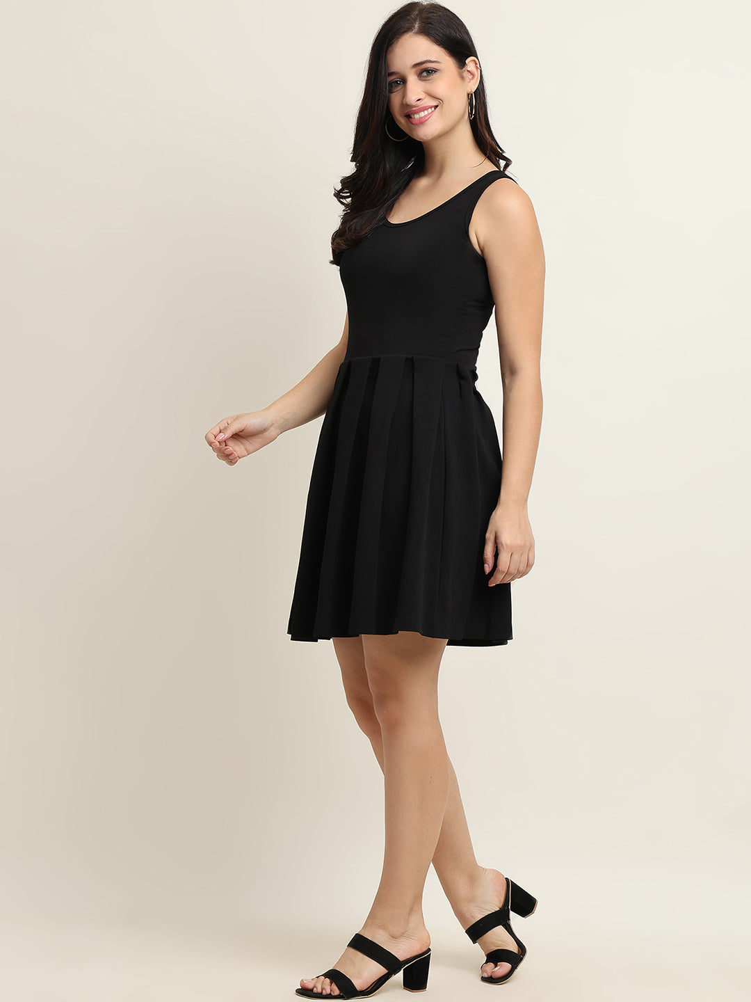 Classic Black Sleeveless Fit & Flare Dress