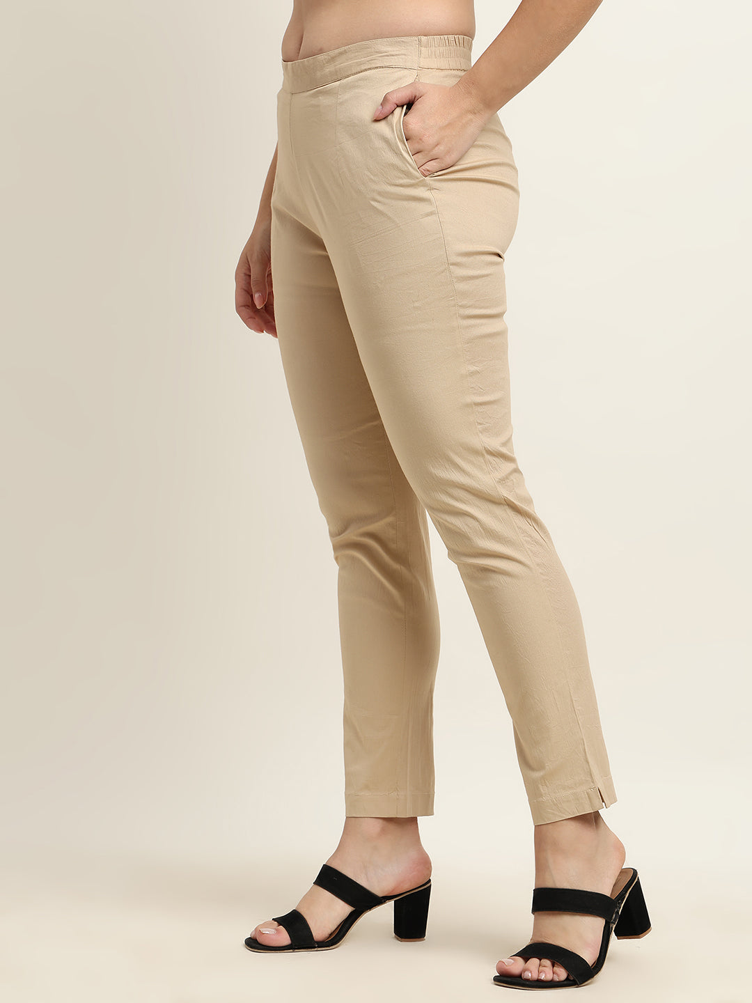 Women’s Beige 100% Cotton Bottom – Starchable, Comfort Fit | Beppi-Tippi