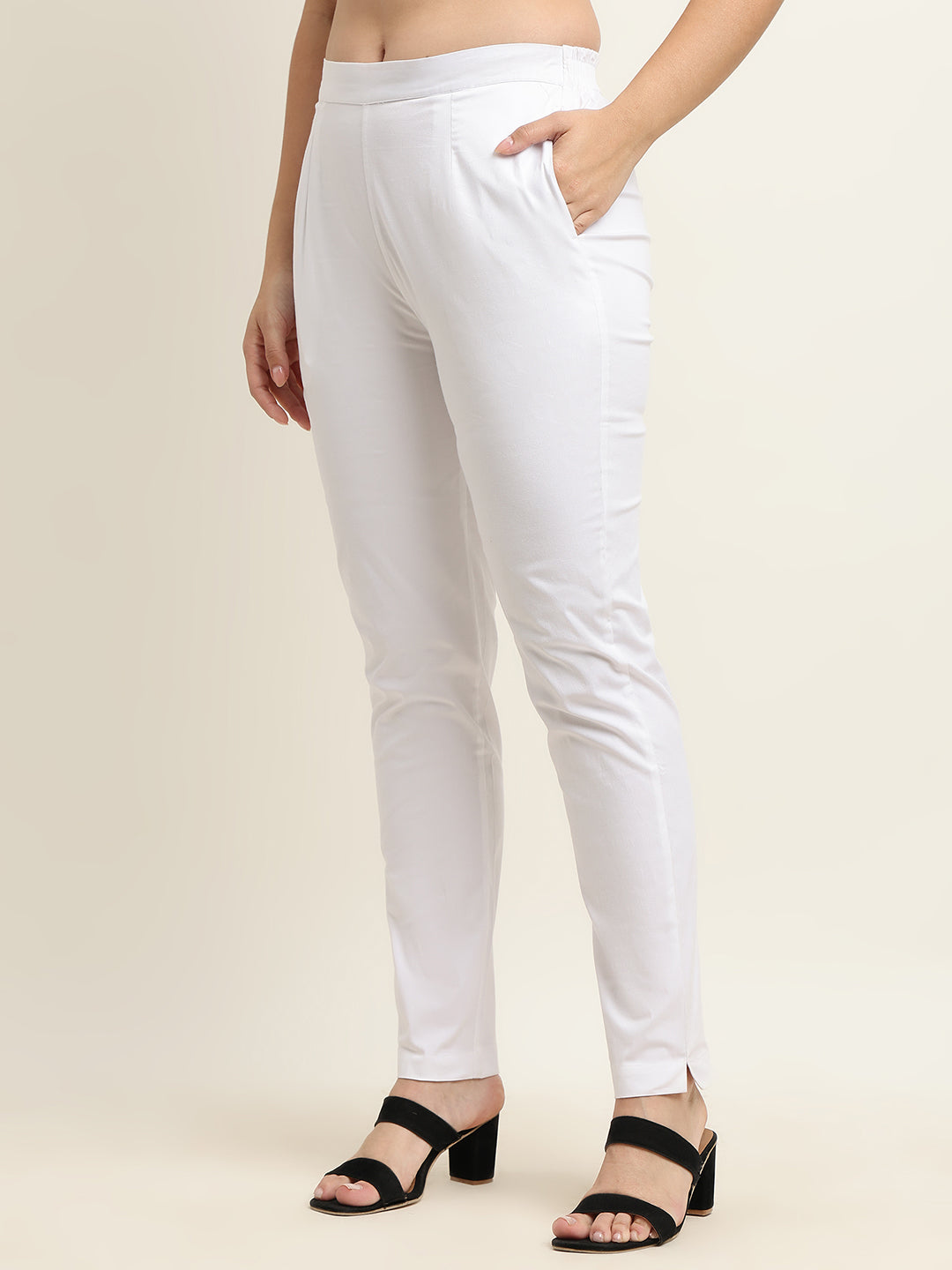 Women’s White 100% Cotton Bottom – Starchable, Comfort Fit | Beppi-Tippi