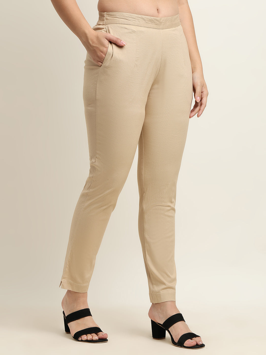 Women’s Beige 100% Cotton Bottom – Starchable, Comfort Fit | Beppi-Tippi