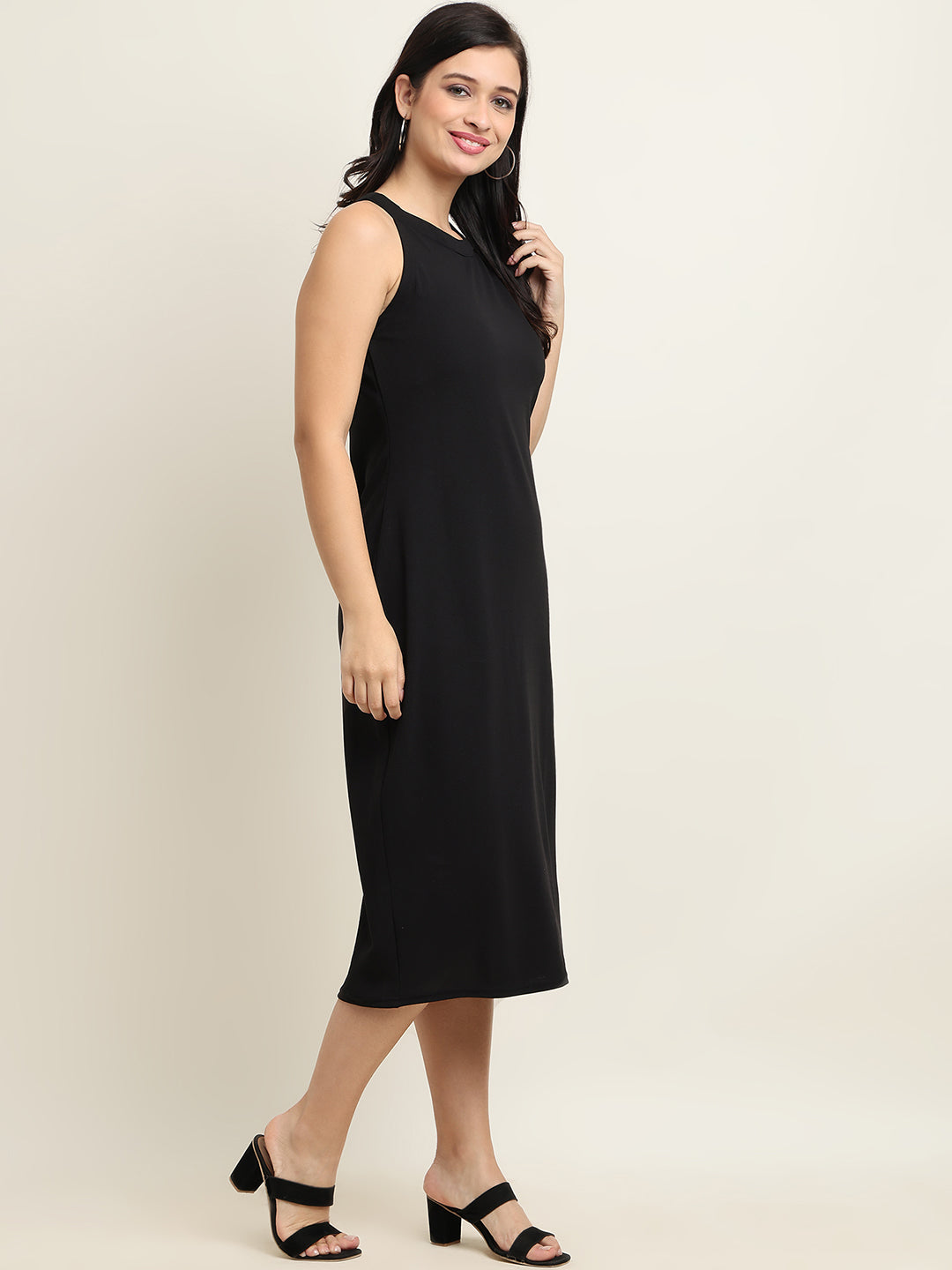 Women’s Black Slip Fit Dress – Velentino Knit Fabric | Beppi-Tippi