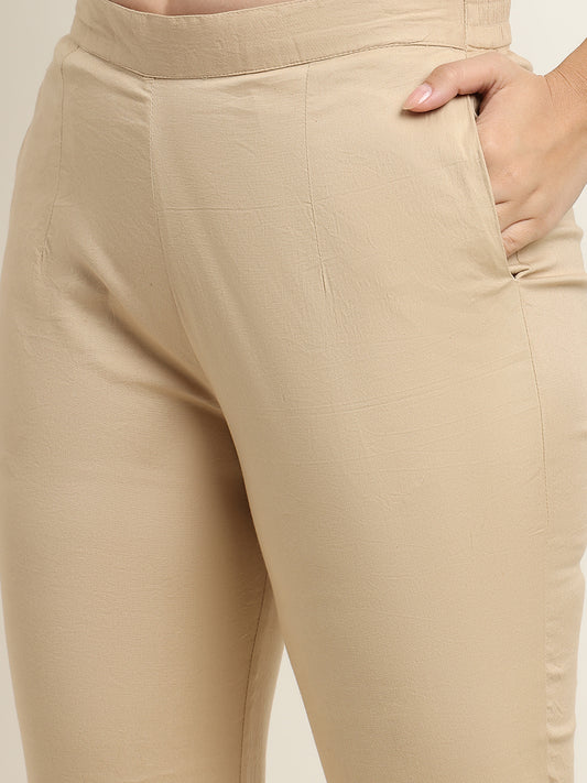 Women’s Beige 100% Cotton Bottom – Starchable, Comfort Fit | Beppi-Tippi