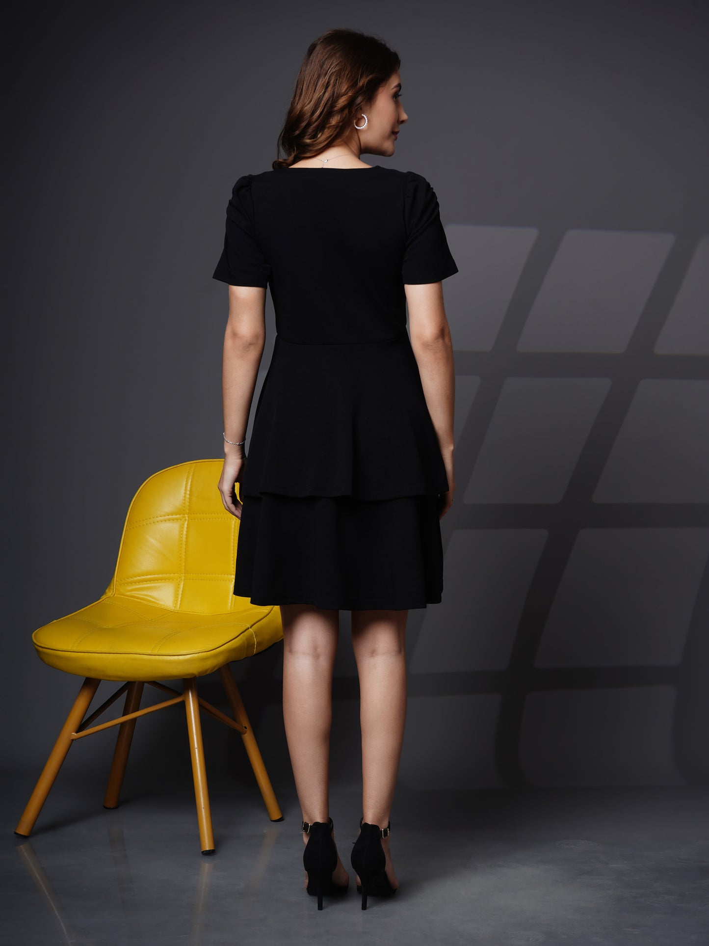 Woman layered dress Black