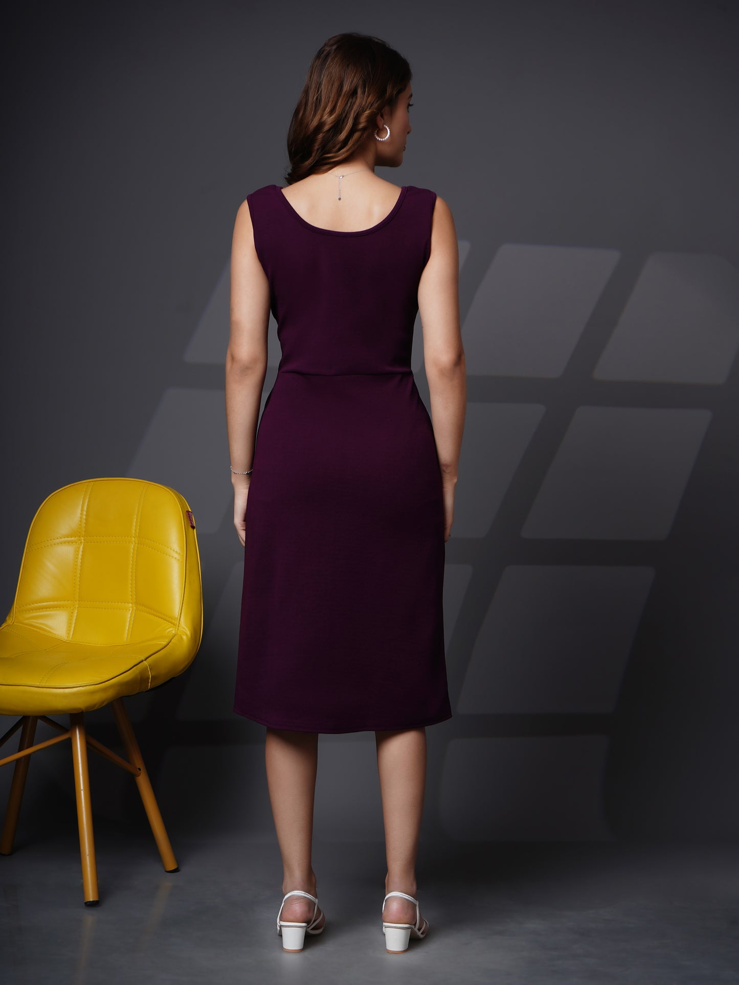 Round neck A line dress Purple