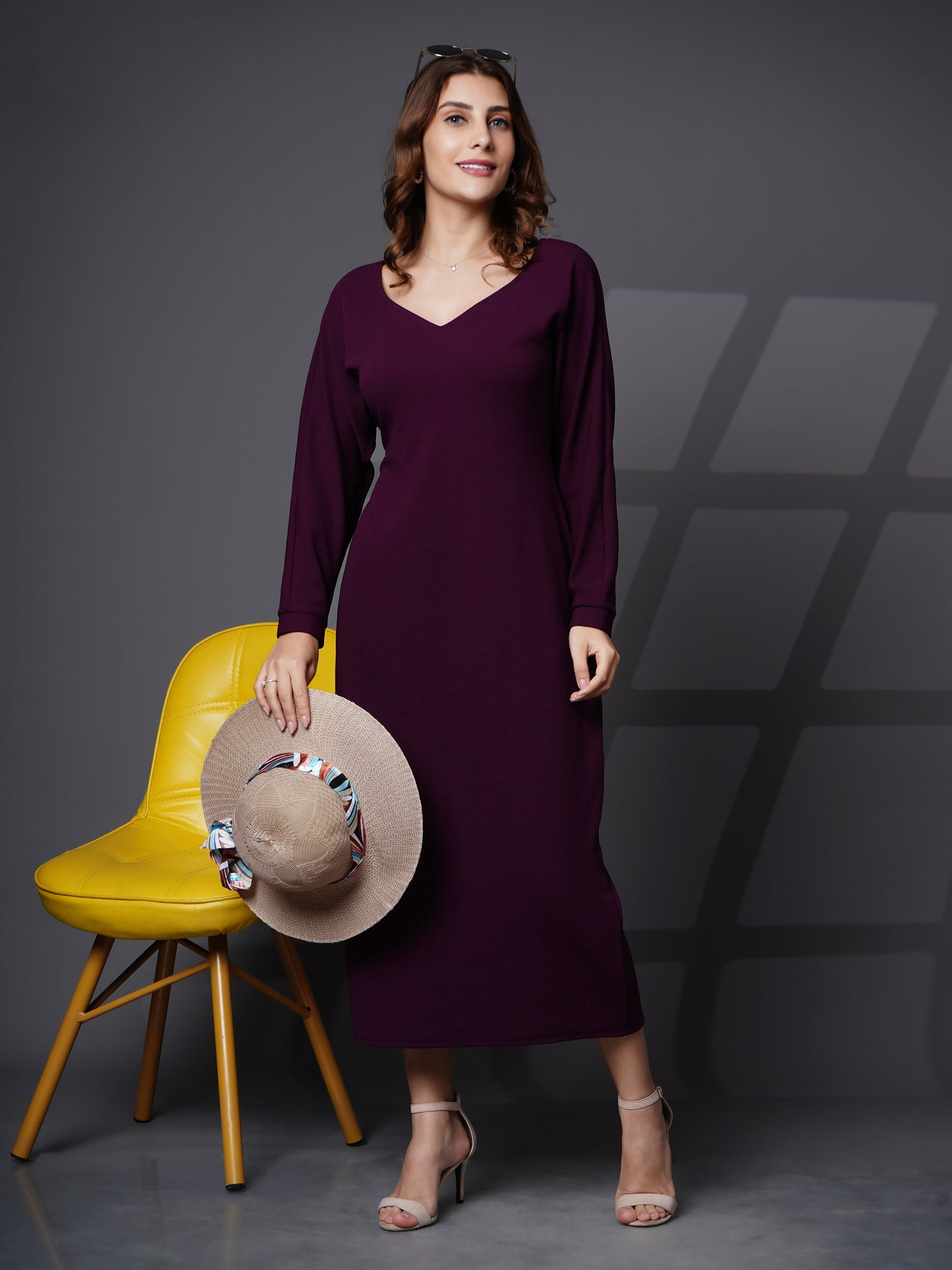 Sweetheart neck bodycon dress Purple