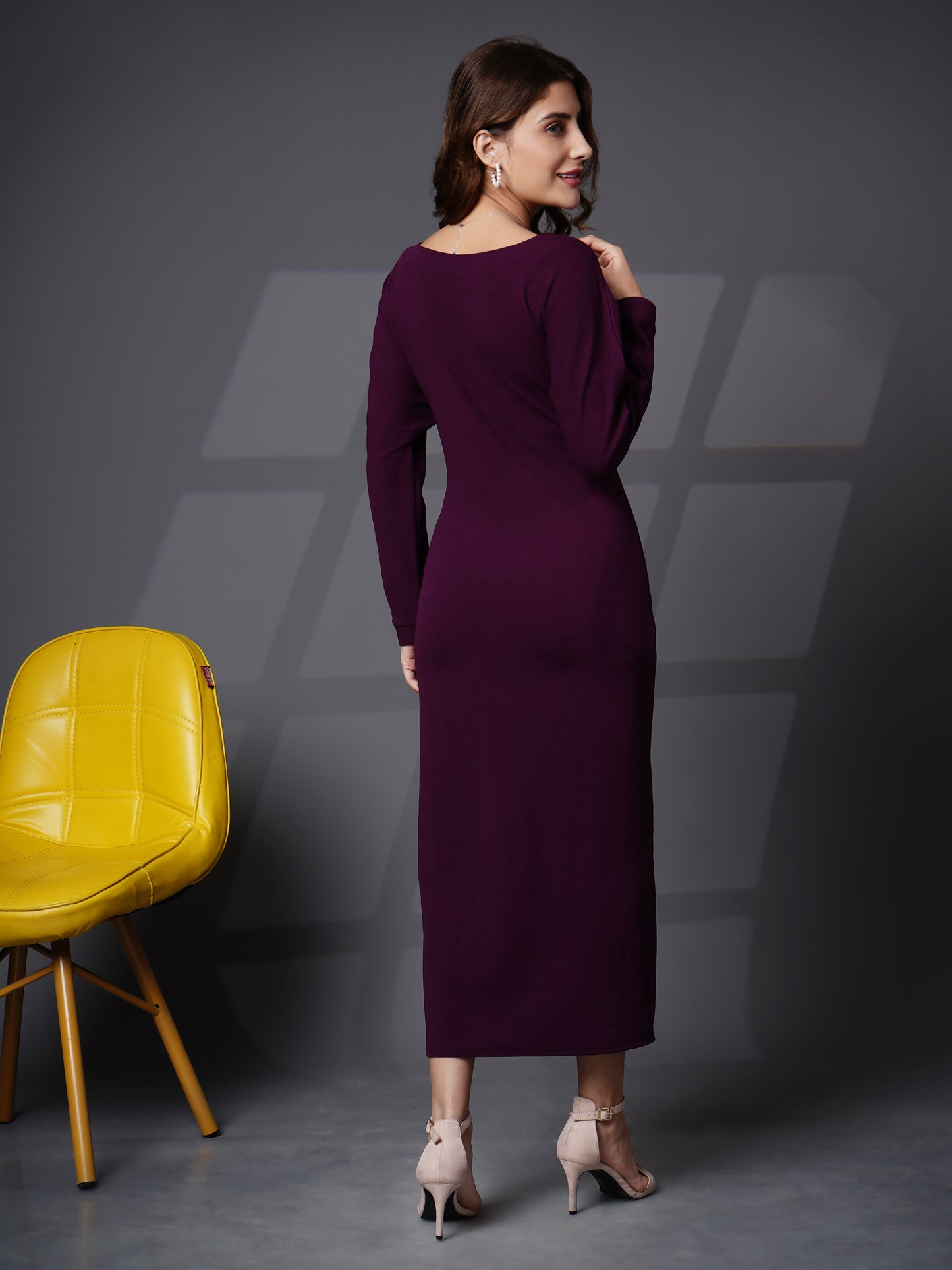 Sweetheart neck bodycon dress Purple