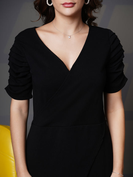 Tulip hem gather sleeves dress