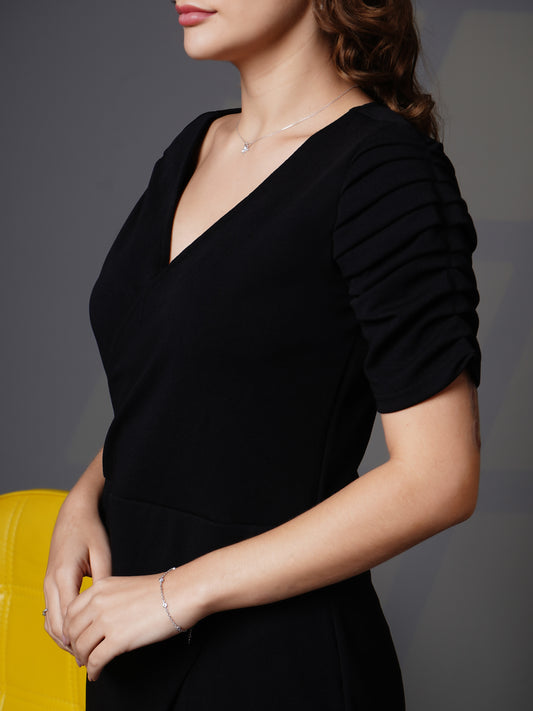 Tulip hem gather sleeves dress