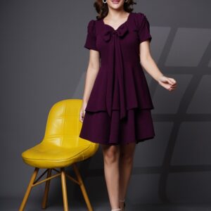 Tie Neck tiered Mini Dress